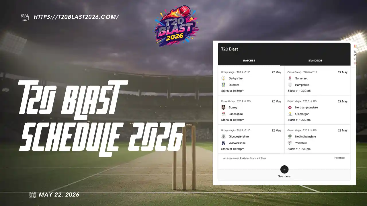 T20 Blast Schedule 2026, fixtures, dates and match timetable
